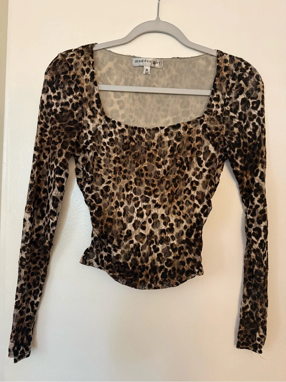Madden Girl Brown & Tan Leopard Print Long Sleeve Top